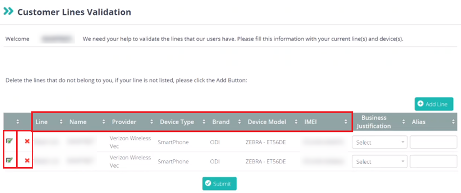 Line Validation Admin Line Validation