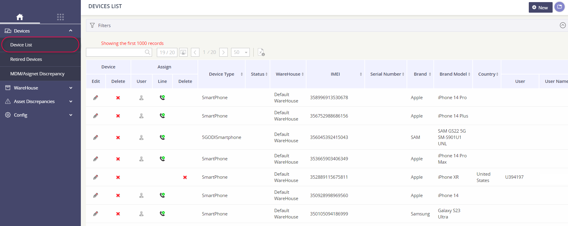 Managing your device List